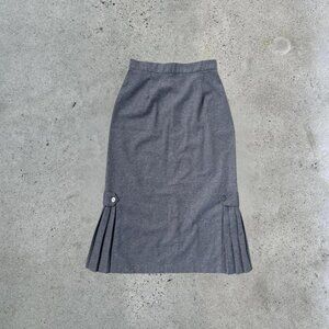 Vintage grey pleated maxi skirt
